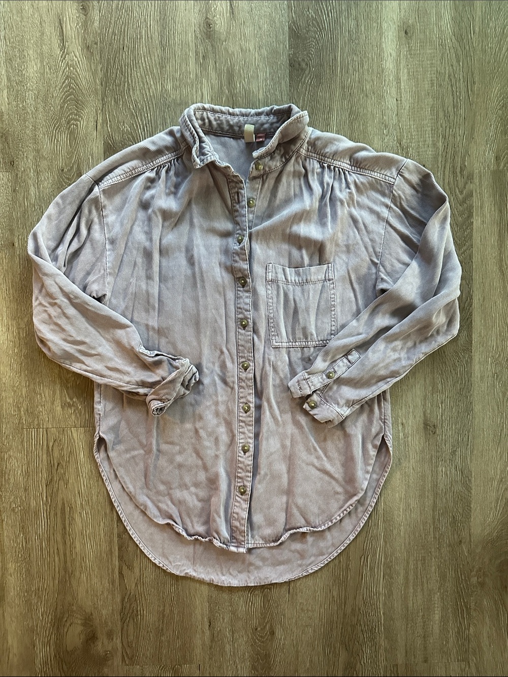 Pilcro Anthropologie Relaxed Long Sleeve Button Front Shirt Mauve XS Oversized